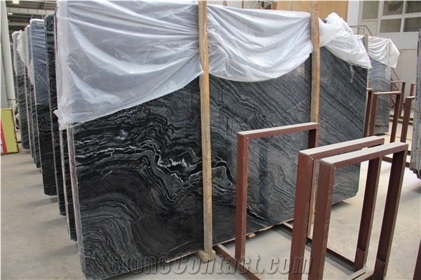 Ancient Wood Wooden Black Silver Wave Zebra Black Marble
