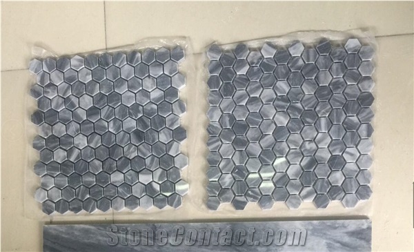 Bardiglio Marble Basketwave Mosaic Tile Kitchen Tile