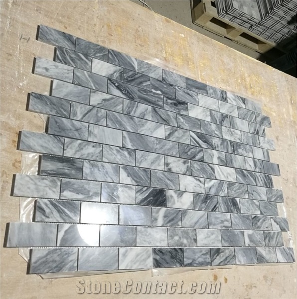 Bardiglio Marble Basketwave Mosaic Tile Kitchen Tile