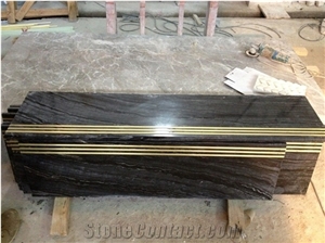 Black Wooden Vein Rosewood Grain Black Marble Step