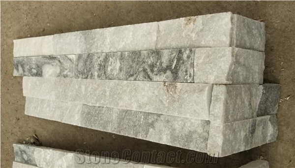 Espacato Cloudy Grey Marble Corner Stone Ledger Stone
