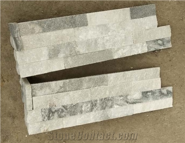 Espacato Cloudy Grey Marble Corner Stone Ledger Stone