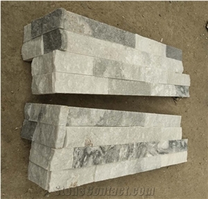 Espacato Cloudy Grey Marble Corner Stone Ledger Stone