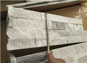 Espacato Cloudy Grey Marble Corner Stone Ledger Stone