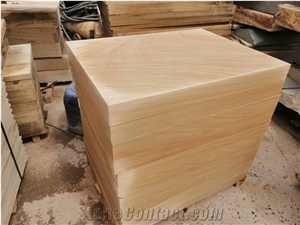 Yellow Wooden Sandstone Flooring Tile Wall Cladding