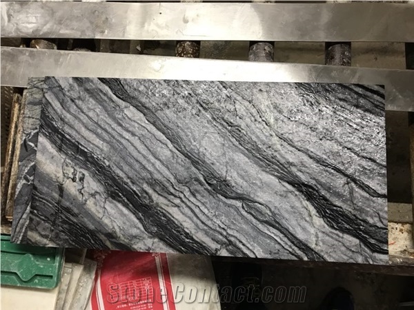 Zebra Black Black Wooden Brushed Marble Tile