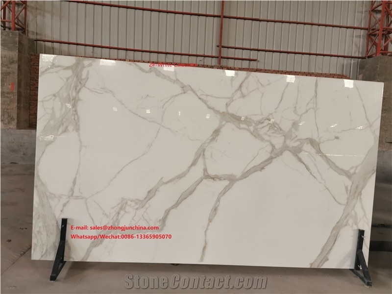 White Calacutta Crystallized Stone,3D Ink-Jet Panels