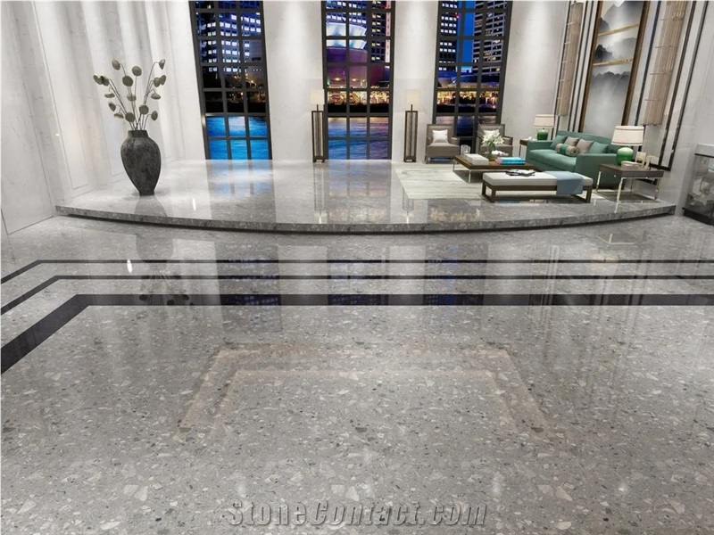 Grey Color Terrazzo Stone Slab Floor Tile