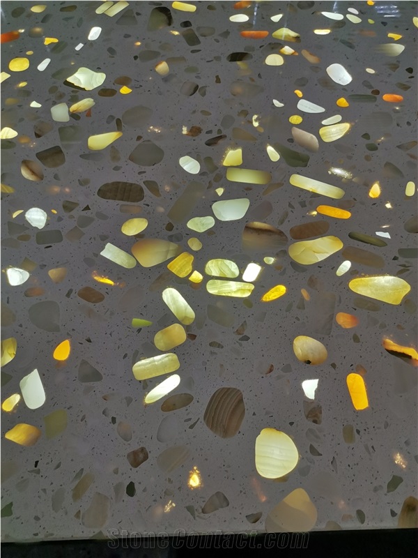 Light Transmitting Terrazzo Backlit Slab Cement Tile