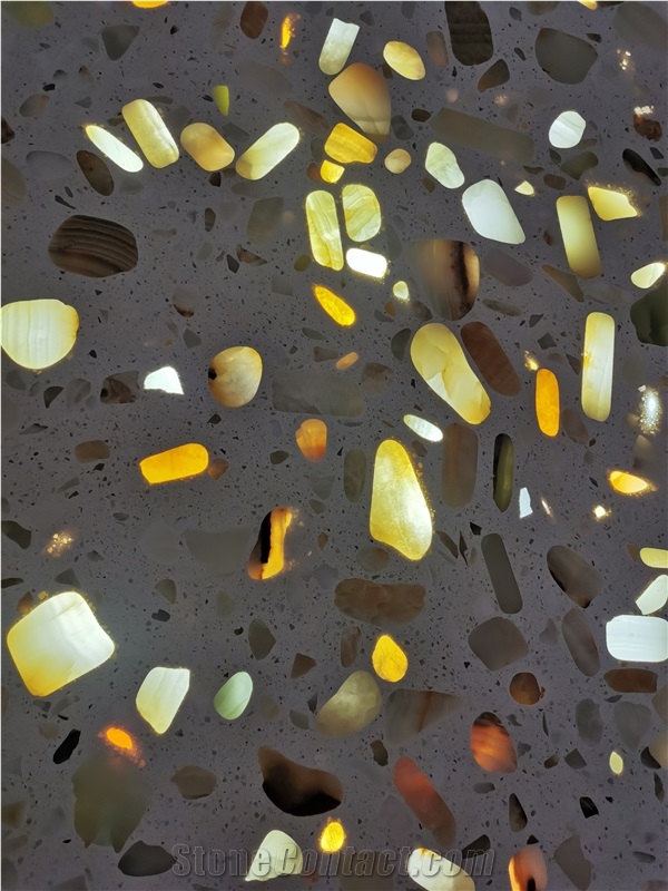 Light Transmitting Terrazzo Backlit Slab Cement Tile