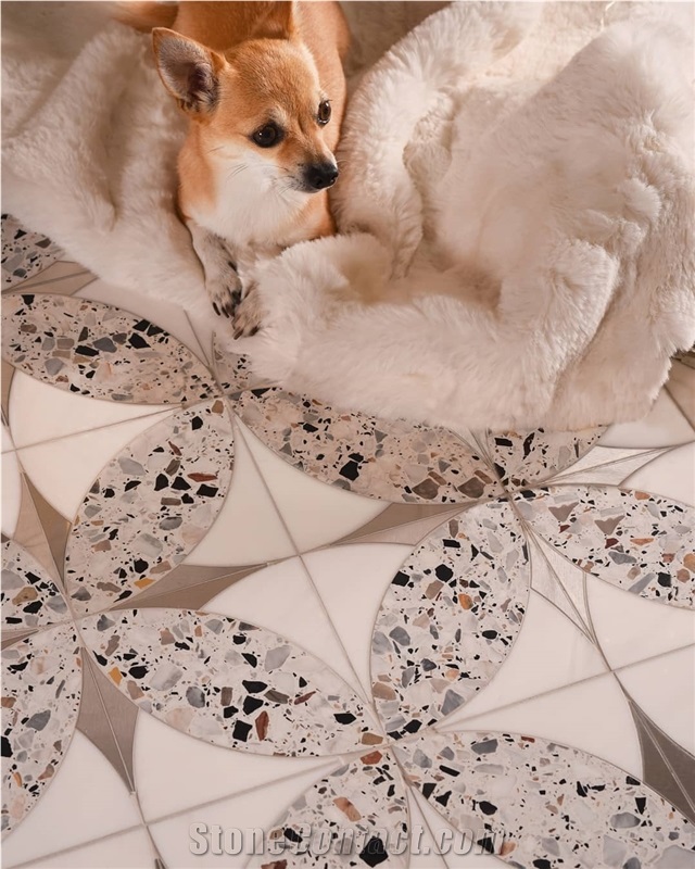 Modern White Terrazzo Bathroom Kitchen Floor Tile