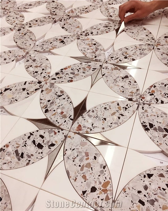Modern White Terrazzo Bathroom Kitchen Floor Tile