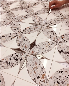 Modern White Terrazzo Bathroom Kitchen Floor Tile