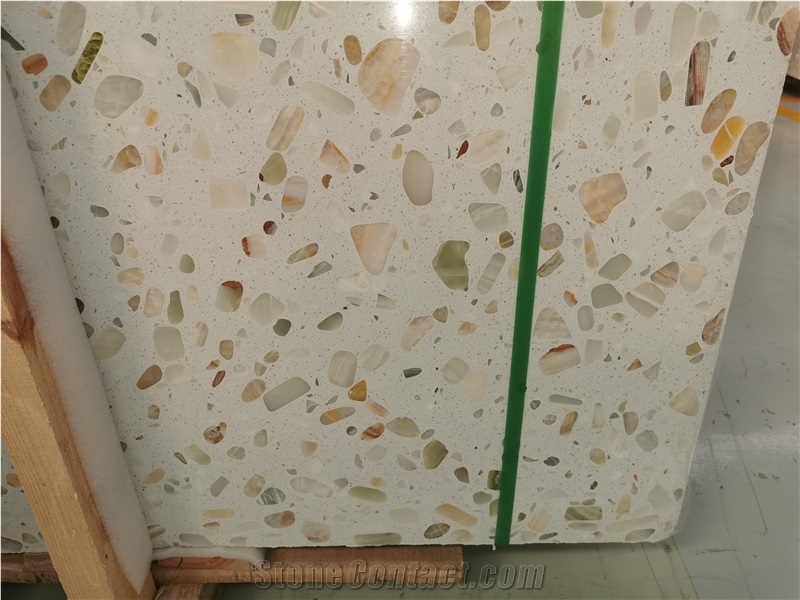 Terrazzo With Onyx Light Transmitting Slab Tile