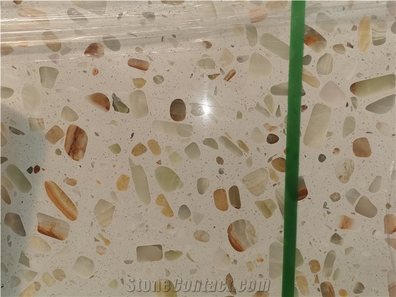 Terrazzo With Onyx Light Transmitting Slab Tile