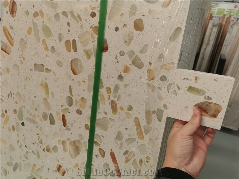 Terrazzo With Onyx Light Transmitting Slab Tile