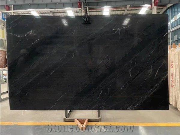 Black Quartzite Slab Galaxy Oro Polished