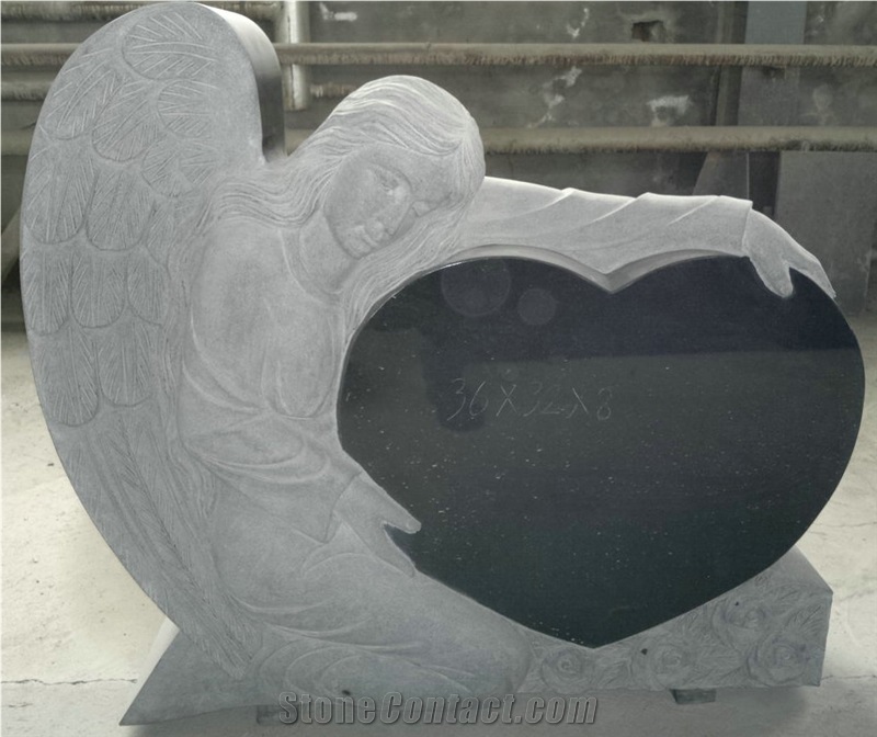 China Black Granite Western Style Headstone Monument