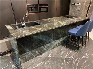 Green Quartzite Polished Kitchen Island Tops Bar Top