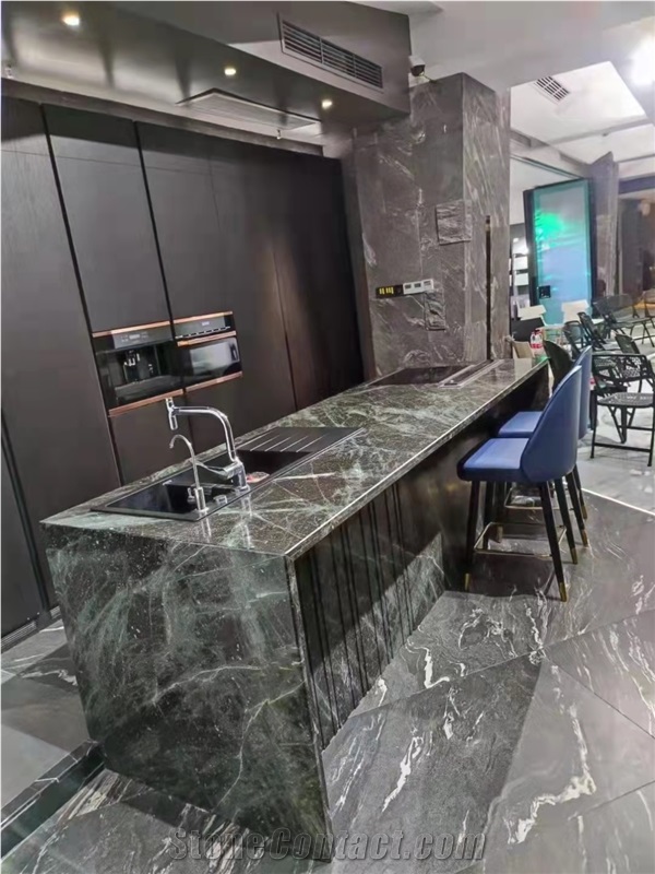 Green Quartzite Polished Kitchen Island Tops Bar Top