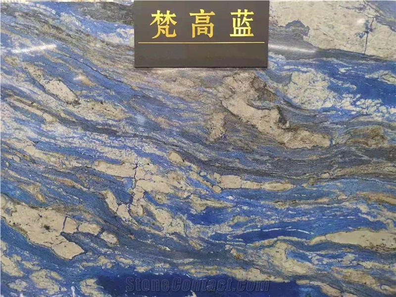 Van Gogh Blue Quartzite Slab Kitchen Floor Tile