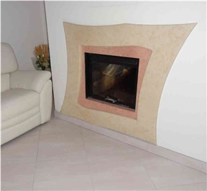 Custom Fireplace In Glossy Tea Rose Marble