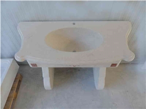Solid Washbasin In Antique Pearl Cream With Shaped Upstand