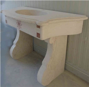 Solid Washbasin In Antique Pearl Cream With Shaped Upstand