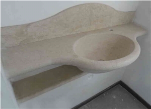 Solid Washbasin In Antique Pearl Cream With Shaped Upstand
