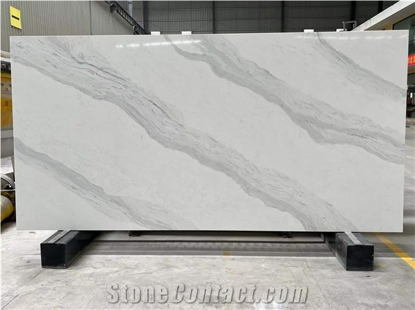V8019 Quartz Stone  Project,Slabs,White Color,International