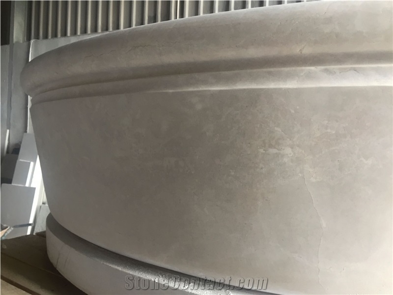 Crema Marfil Marble Carved Massive Bathtub
