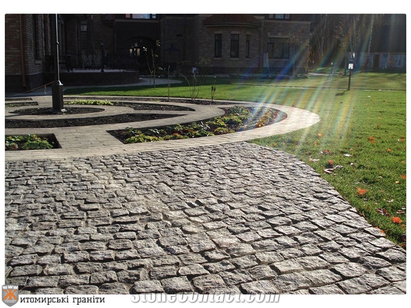 Stari Babani Pink Grey Granite Cobblestone, Cubestone