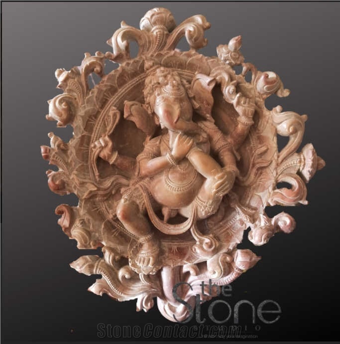 Bal Ganesha Idol Hindu Statues In Pink Soapstone