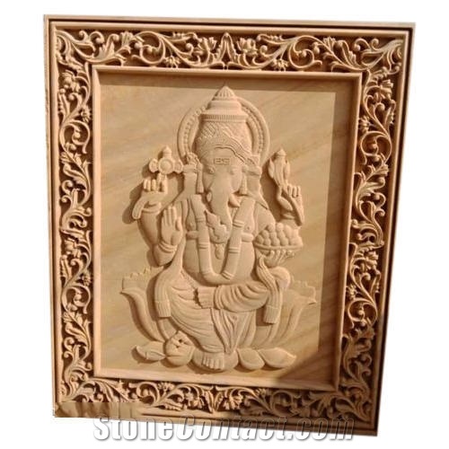 Lord Ganesha Stone Mural Sandstone Relief