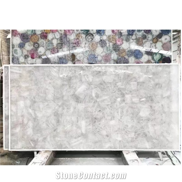 Brazil  White Crystal Quartz Semiprecious Stone Slabs