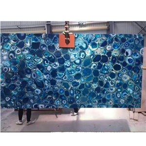 Supplier Blue Agate Onyx Semiprecious Stone Slab