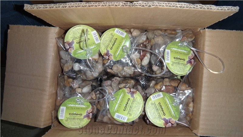Coloured Mix Tumble Stone Pebbles For Landscaping