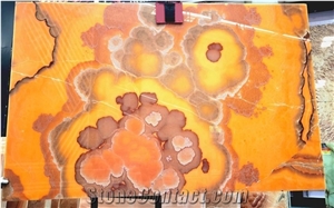 Decorative Orange Jade Onyx Slab Backlit Onyx Wall Panel