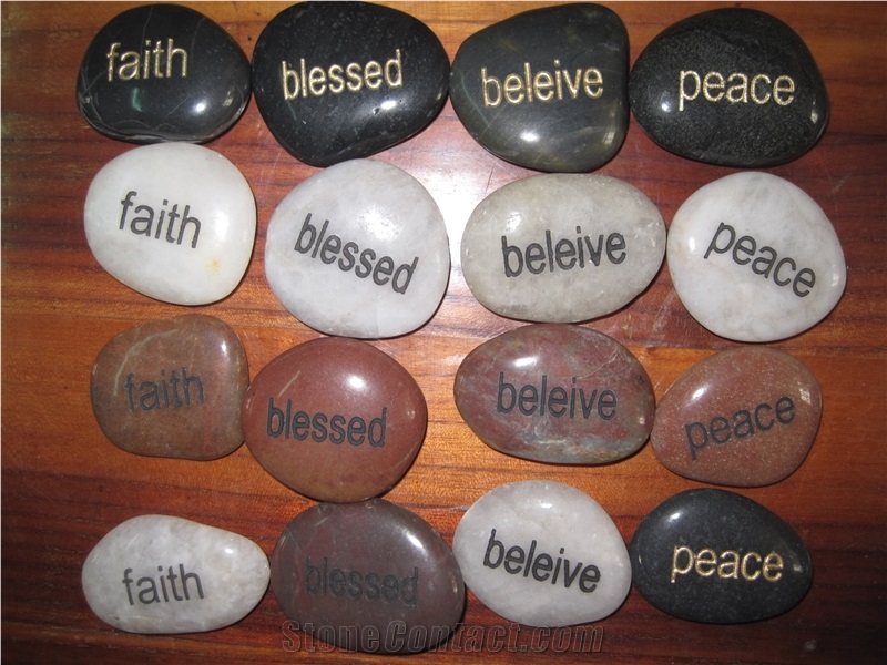 Engraved Natural Loose Letters Pebble Stone For Gift