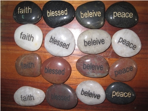 Engraved Natural Loose Letters Pebble Stone For Gift