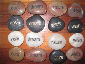 Engraved Natural Loose Letters Pebble Stone For Gift