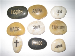 Engraved Natural Loose Letters Pebble Stone For Gift