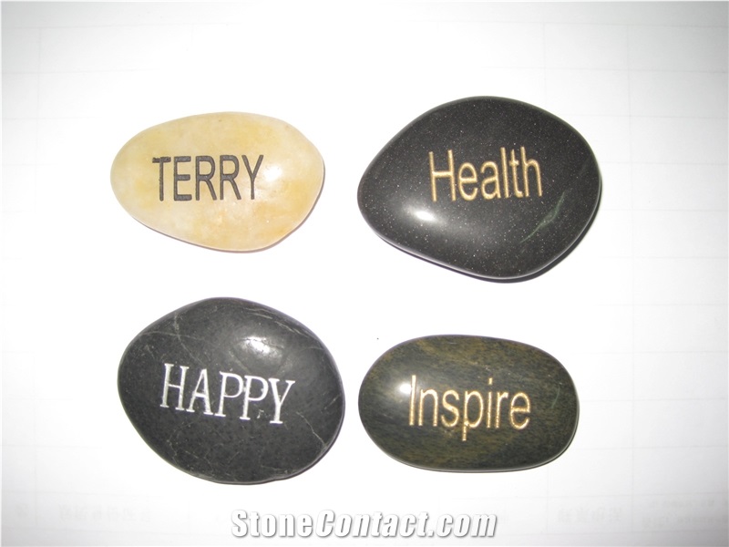 Engraved Natural Loose Letters Pebble Stone For Gift