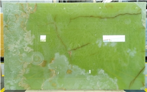Light Green Polished Onyx With Veins Slabs