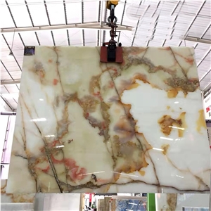 Natural Orange Translucent Backlit Onyx Tiles Slabs
