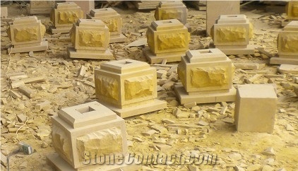 White Sandstone Handcraft Carving Wall Reliefs