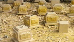 White Sandstone Handcraft Carving Wall Reliefs