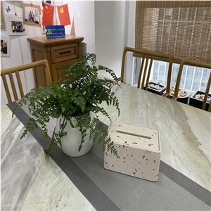 Terrazzo Rectangular Tissue Box Crafts For Indoor Decoration