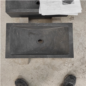 Blue Limestone Rectangle Wash Basins Sink For Bathroom