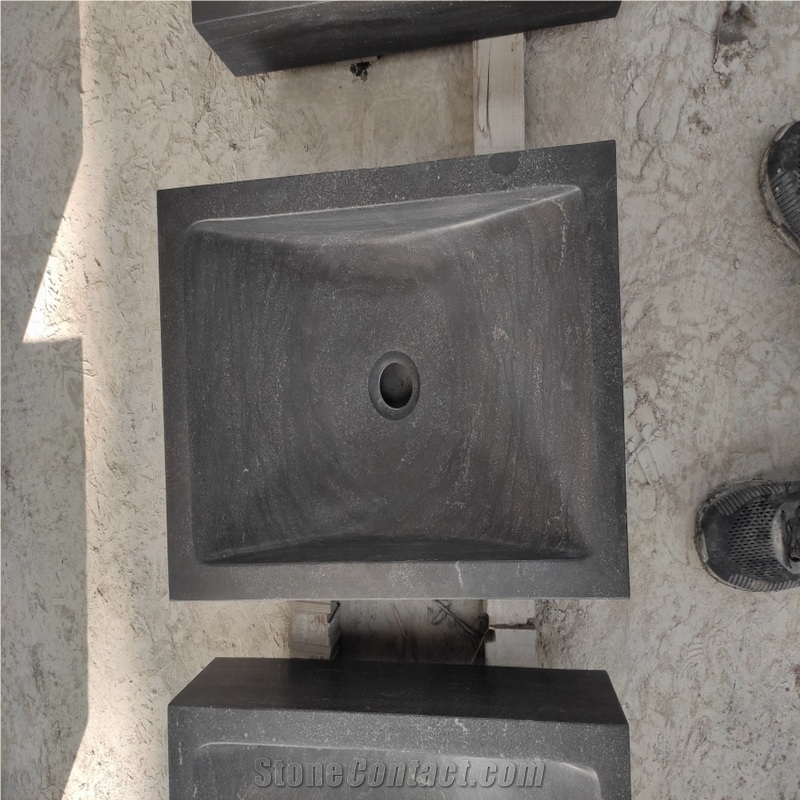 Blue Limestone Rectangle Wash Basins Sink For Bathroom